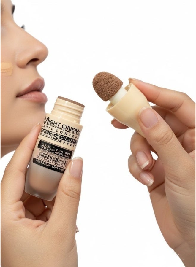 مايت سينما محدد ملامح الوجه السائل من Might Cinema – درجة 101 – لتحديد ونحت ملامح الوجه بخفة وسلاسة – مناسب لعظام الخد، الفك، وإضافة الأبعاد الطبيعية للوجه – يأتي مع إسفنجة تطبيق - Image 3