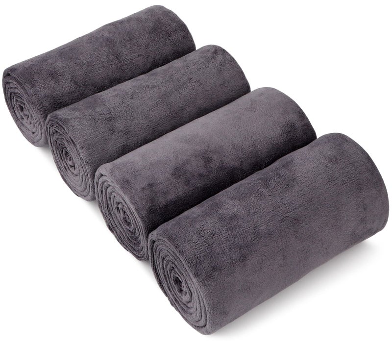 Orighty Bath Towel Pack of 4  Soft Feel Grey Bath Towel Sets Highly Absorbent Microfiber Towels for Body Quick Drying Microfiber Towels for Sport Yoga SPA Fitness 27 x 54