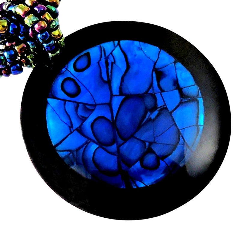 Swimmi Handcrafted Spiral Wave Paua Abalone Necklace, Natural Paua Abalone Necklaces for Women Men, Handmade Rainbow Beads Cords Seashell Necklace Jewelry CA430/CA488 - Image 2
