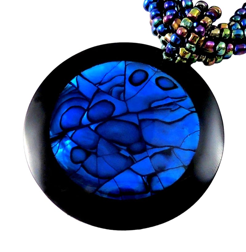 Swimmi Handcrafted Spiral Wave Paua Abalone Necklace, Natural Paua Abalone Necklaces for Women Men, Handmade Rainbow Beads Cords Seashell Necklace Jewelry CA430/CA488 - Image 3