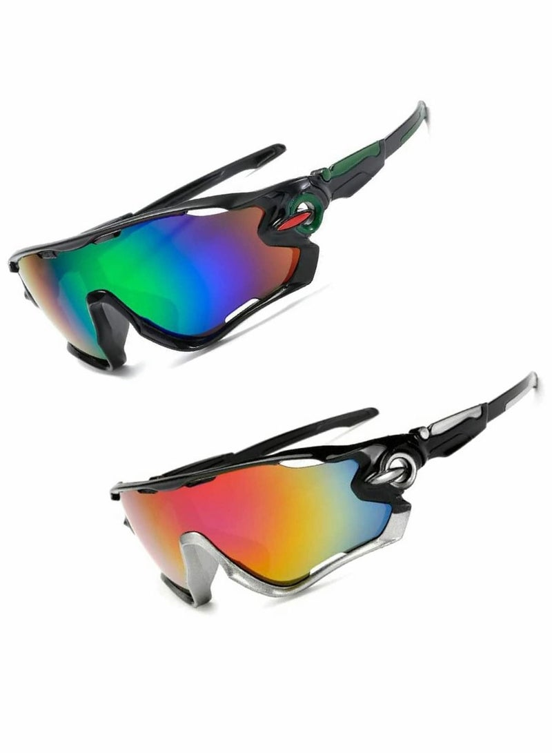 Polarized Sports Sunglasses, UV Protection Sunglasses for Men and Women, Cycling Glasses for Running Driving Golf Fishing Outdoor Activities (2 Pieces) - Image 1