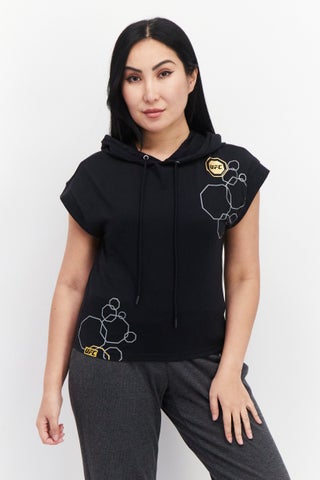 Women Sportswear Fit Brand Logo Training Hoodies, Black