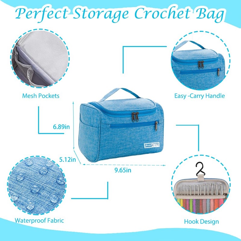Yarniss Crochet Kits for Beginners - 840 Yards Yarn for Crocheting with 14 Size Hooks 2.0-10.0mm,Learn to Crochet Set with Bag&Accessories,Turquosie - Image 5