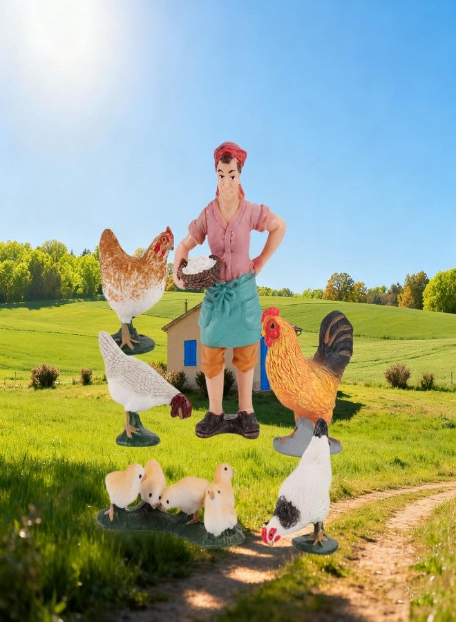 Dicanence 6 Pcs Simulated Chicken Figurines Realistic Farmer Feeder Farm Animals Figures Cake Topper, Chicken Model Easter Egg Christmas Birthday Gift - Image 4