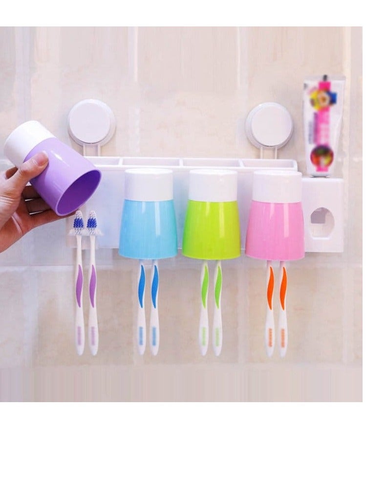 Nordic Style Plastic Toilet Suction Wall Toothbrush Holder Set Daily Necessities Storage Bathroom Wash Rack - Image 1