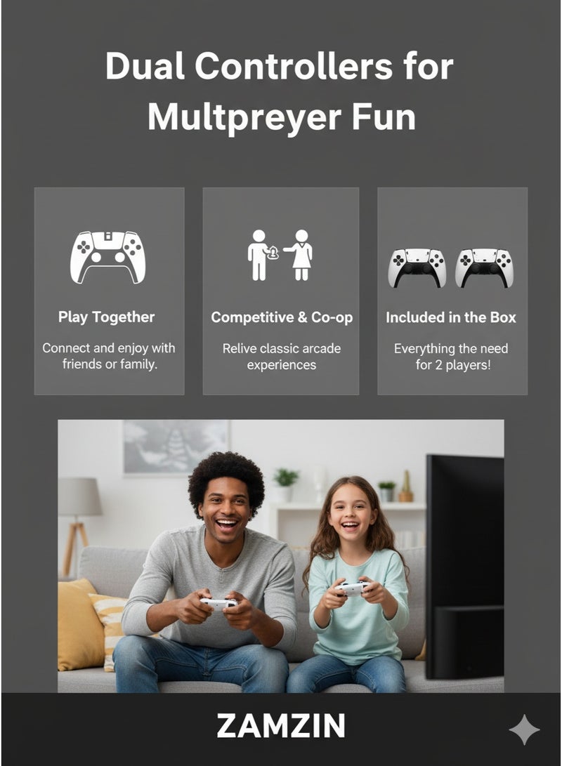 M8 Pro Retro 4K Game Console with 20,000+ Built-In Games – 2.4G Wireless Controllers, HDMI TV Output, Dual Player Game Stick Simulator, Plug & Play Classic Arcade System – Perfect Kids Gift - Image 3