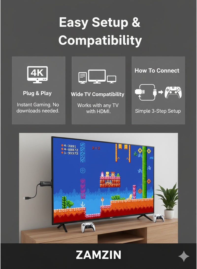 M8 Pro Retro 4K Game Console with 20,000+ Built-In Games – 2.4G Wireless Controllers, HDMI TV Output, Dual Player Game Stick Simulator, Plug & Play Classic Arcade System – Perfect Kids Gift - Image 2