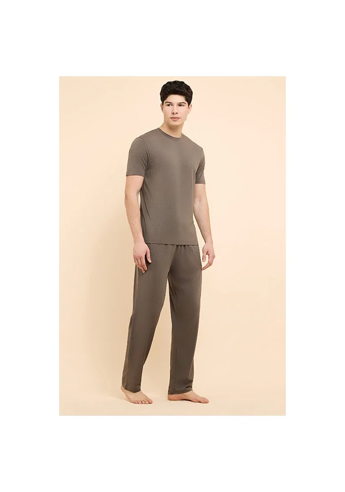 أر أند بي Solid Lounge Pants with Drawstring Waist