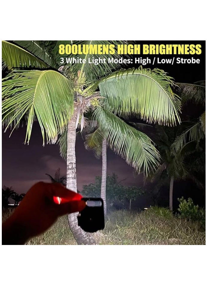 Cob small flashlights, 800lumens bright rechargeable keychain mini flashlight 3 light modes portable pocket light with folding bracket bottle opener and magnet base for fishing, walking and camping
