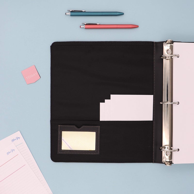 Blue Sky ProView Legacy Black 3 Ring Binder, Letter Size, 1.5", Textured Faux Leather Cover, Built in Pockets, Holds 265 Sheets (10040) - Image 4