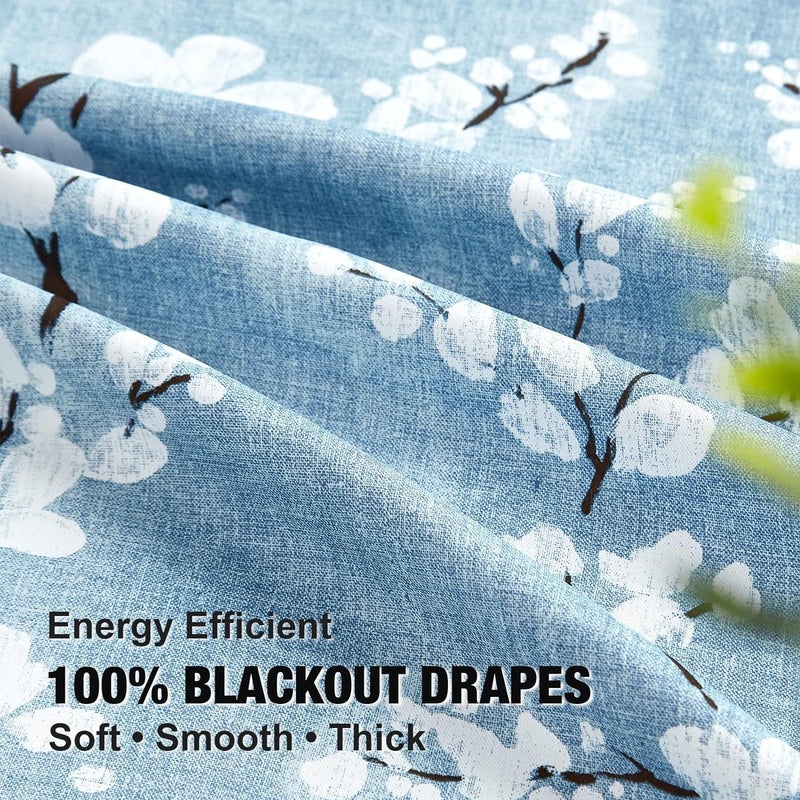 BFAM Floral Print 100 Blackout Curtain with Black Linning at Back Floral Print Curtains for Living RoomBedroom Thermal Insulated Energey Saving Blossom Curtain Sold as 1 Curtain - Image 5