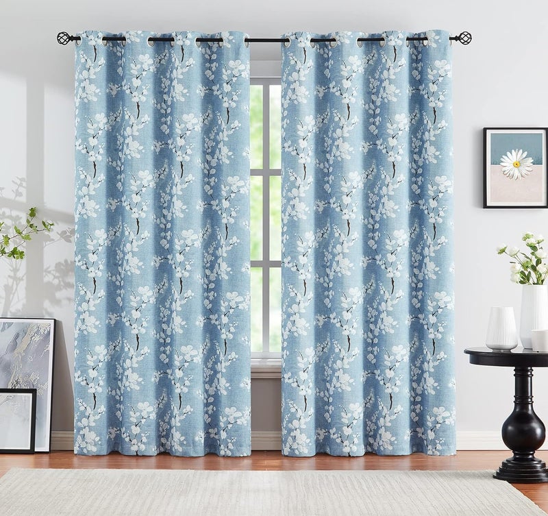 BFAM Floral Print 100 Blackout Curtain with Black Linning at Back Floral Print Curtains for Living RoomBedroom Thermal Insulated Energey Saving Blossom Curtain Sold as 1 Curtain - Image 1