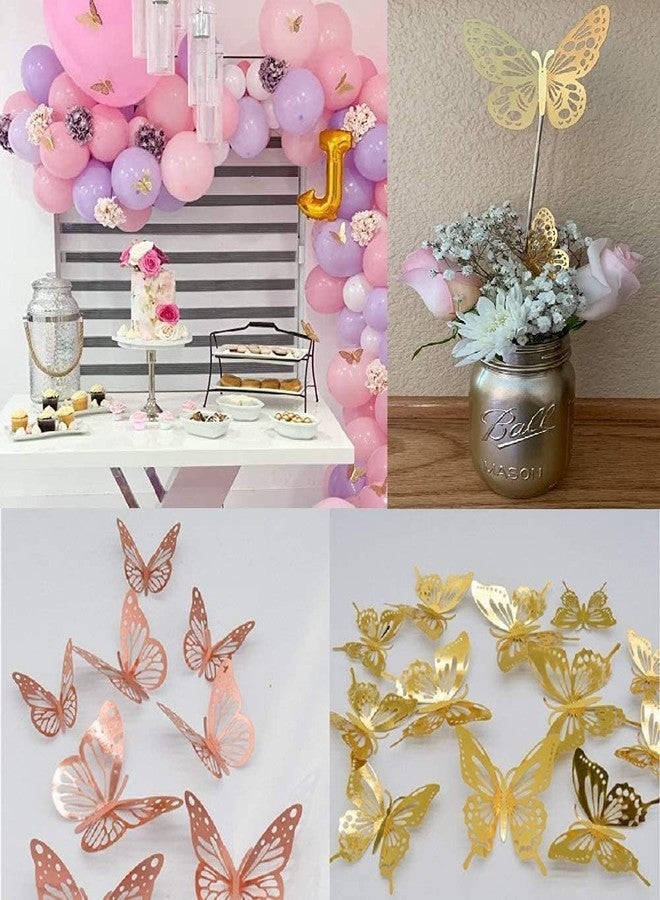 MOKVEE 3D Butterfly Wall Stickers | Golden Metallic Butterfly Wall Decor for Bedroom & Living Room - Image 5