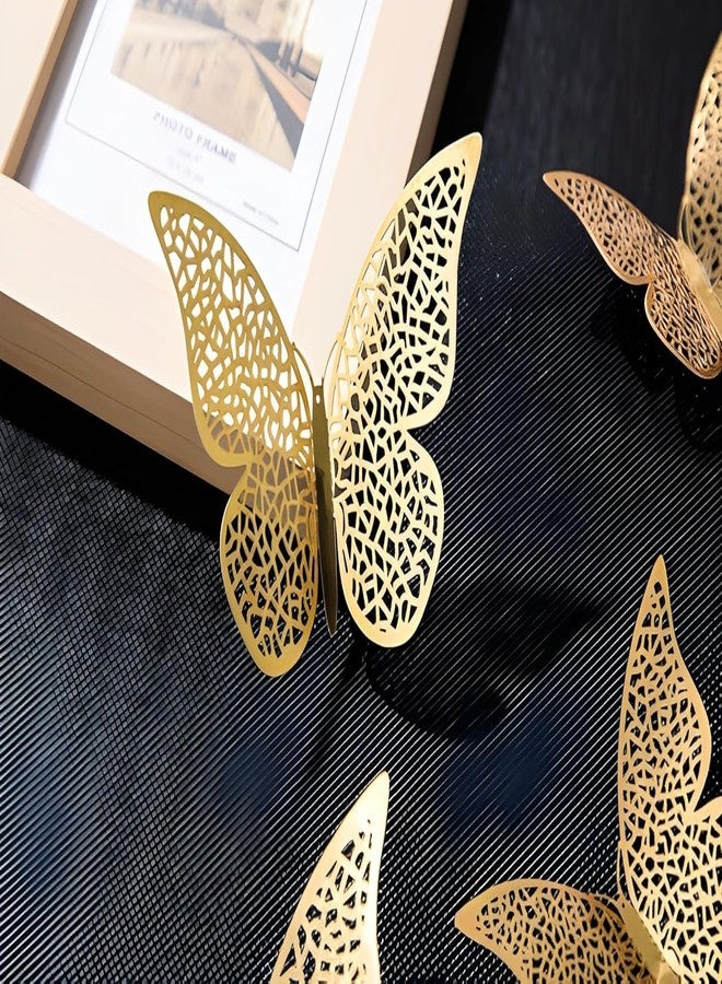 MOKVEE 3D Butterfly Wall Stickers | Golden Metallic Butterfly Wall Decor for Bedroom & Living Room - Image 2