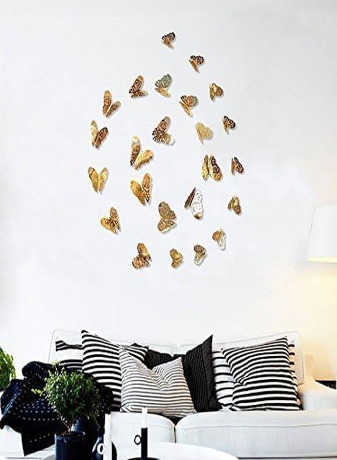 MOKVEE 3D Butterfly Wall Stickers | Golden Metallic Butterfly Wall Decor for Bedroom & Living Room - Image 3