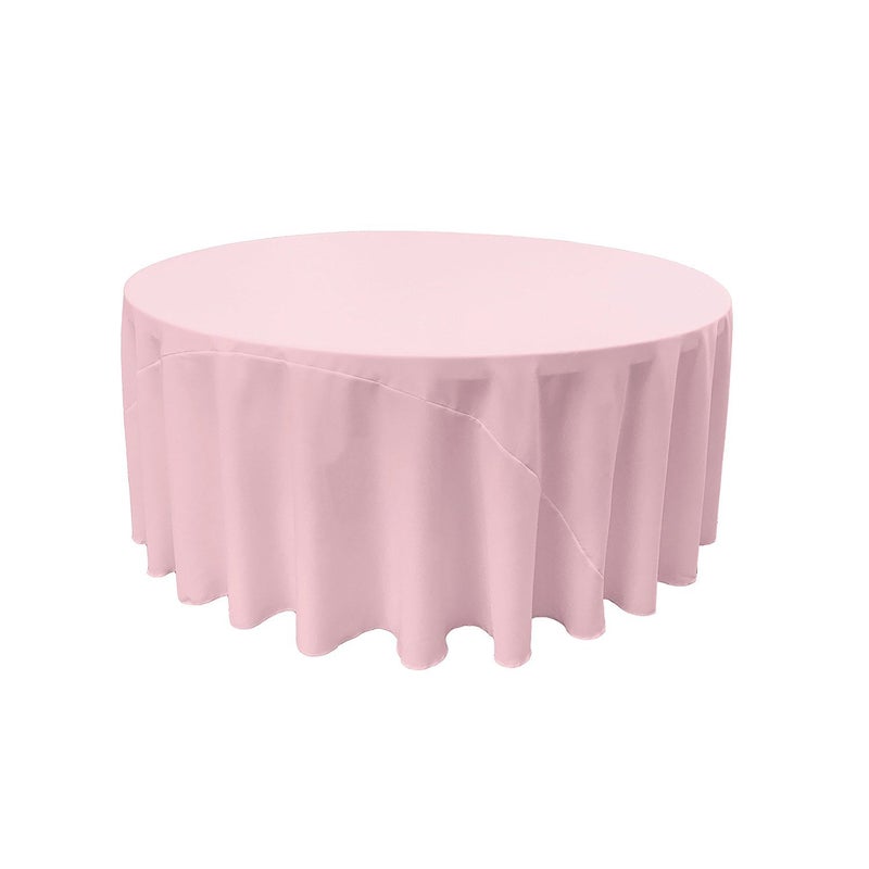 LA Linen Polyester Poplin Round Tablecloth 132Inch Light Pink
