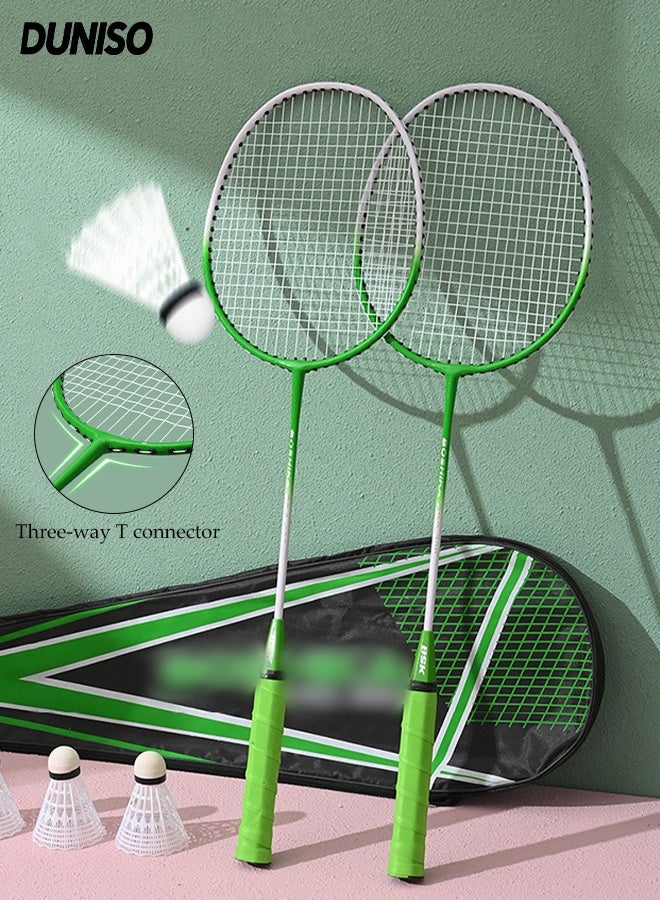 DUNISO 2 Pieces Badminton Set Professional Integrated Alloy 2 Player Badminton Racket Set Lightweight High Performance Badminton Racquet with Carrying Bag and Shuttlecocks Beginner Through Advanced Badminton Racket Set for Outdoor, Garden, Beach， Backyard - Image 1