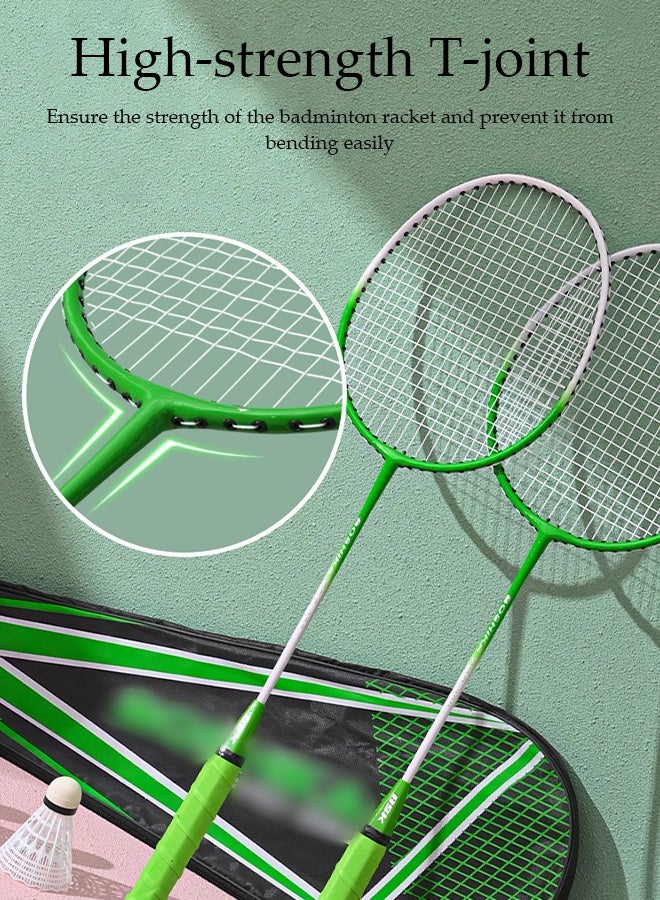 DUNISO 2 Pieces Badminton Set Professional Integrated Alloy 2 Player Badminton Racket Set Lightweight High Performance Badminton Racquet with Carrying Bag and Shuttlecocks Beginner Through Advanced Badminton Racket Set for Outdoor, Garden, Beach， Backyard - Image 4