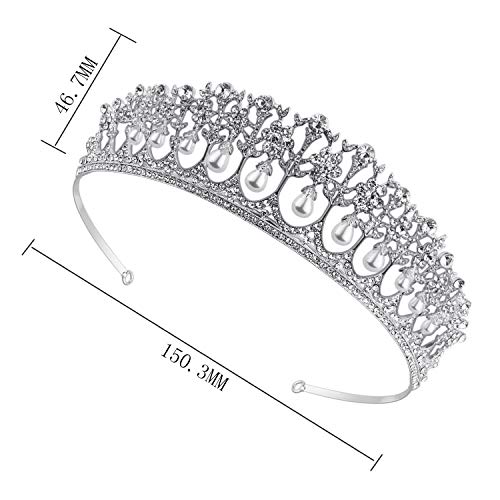 VIJIV Royal Crystal Tiara Wedding Crown Headband Princess Headpieces Bridal Hair Accessories Party Supplies Silver - Image 3