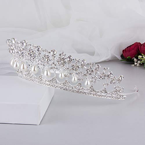 VIJIV Royal Crystal Tiara Wedding Crown Headband Princess Headpieces Bridal Hair Accessories Party Supplies Silver - Image 5