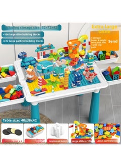 Compatible Children's Building Blocks Table Assembled Educational Toys Gift Male-Year-Old Baby Multifunctional Game Table-Colour:Extra Large Table + 4 Height Increase 4 Storage + 545 Particles
