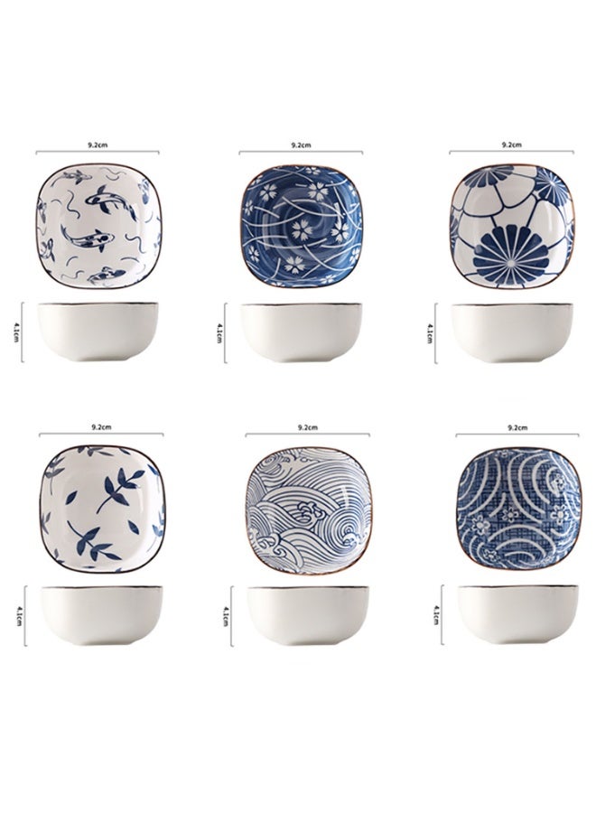 موثوقية التنبؤ طقم مكون من 6 قطع أوعية تغميس سيراميك ياباني عتيق من السيراميك الياباني، طبق صلصة، طبق مقبلات للحفلات، أوعية حلوى رقائق البطاطس، أواني طعام - Image 5