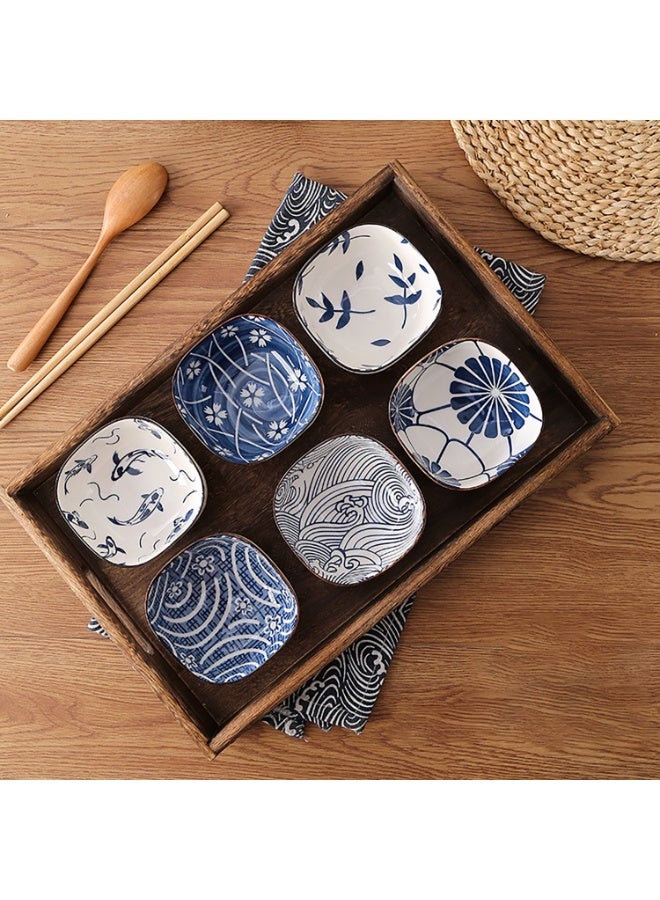 موثوقية التنبؤ طقم مكون من 6 قطع أوعية تغميس سيراميك ياباني عتيق من السيراميك الياباني، طبق صلصة، طبق مقبلات للحفلات، أوعية حلوى رقائق البطاطس، أواني طعام - Image 1