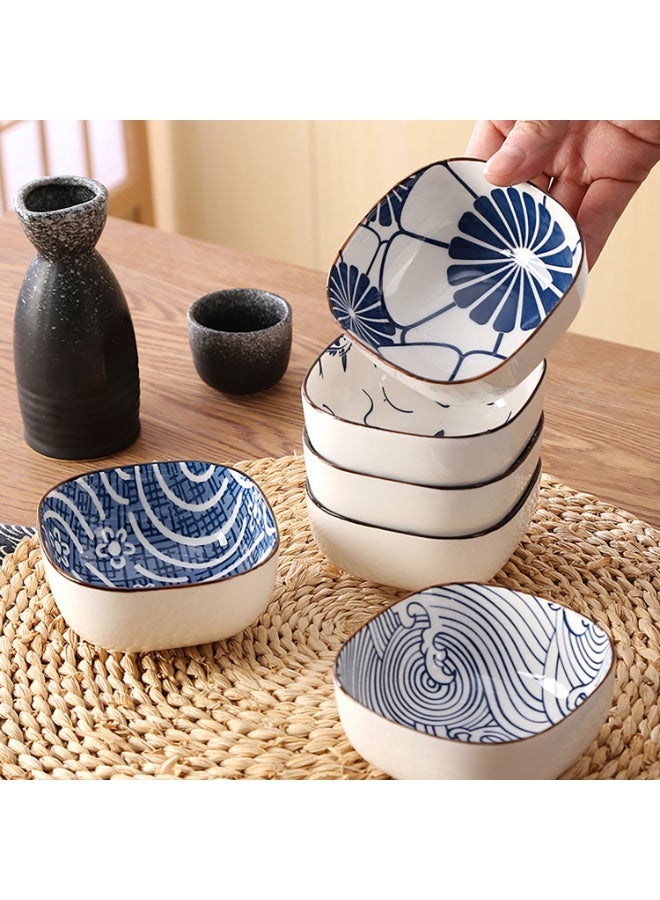 موثوقية التنبؤ طقم مكون من 6 قطع أوعية تغميس سيراميك ياباني عتيق من السيراميك الياباني، طبق صلصة، طبق مقبلات للحفلات، أوعية حلوى رقائق البطاطس، أواني طعام - Image 4