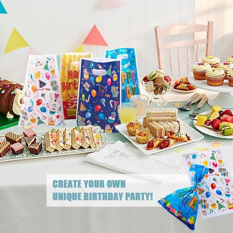 TRKETK 60 x Children's Birthday Party Bags, Birthday Gift Bag with Handle for Children, Gift Bags, Candy Birthday Bag, Plastic Bag, 6 Styles - Image 5