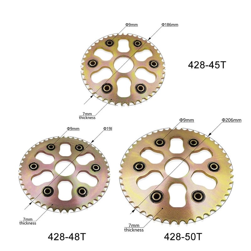 عجلة خلفية من نوع XG250، سرعات 428-45T، 48T، 50T، تُستخدم مع نظام نقل حركة بواسطة العجلات، ملحقات للدراجات المخصصة للاستخدام خارج الطرق (428-50T) - Image 3