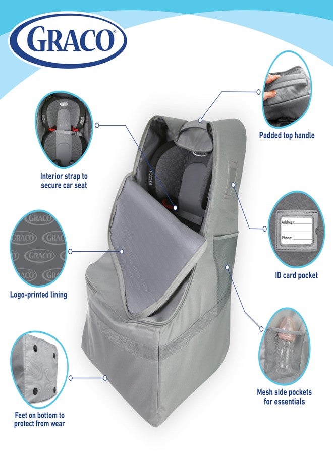 Graco Padded Car Seat Travel Bag & Infant Carrier Backpack, Durable Large Back Pack for Carseats & Booster Seats, Airport Gate Check Bag Luggage, Double Padded Strap, Water Resistant Material, Gray - Image 4