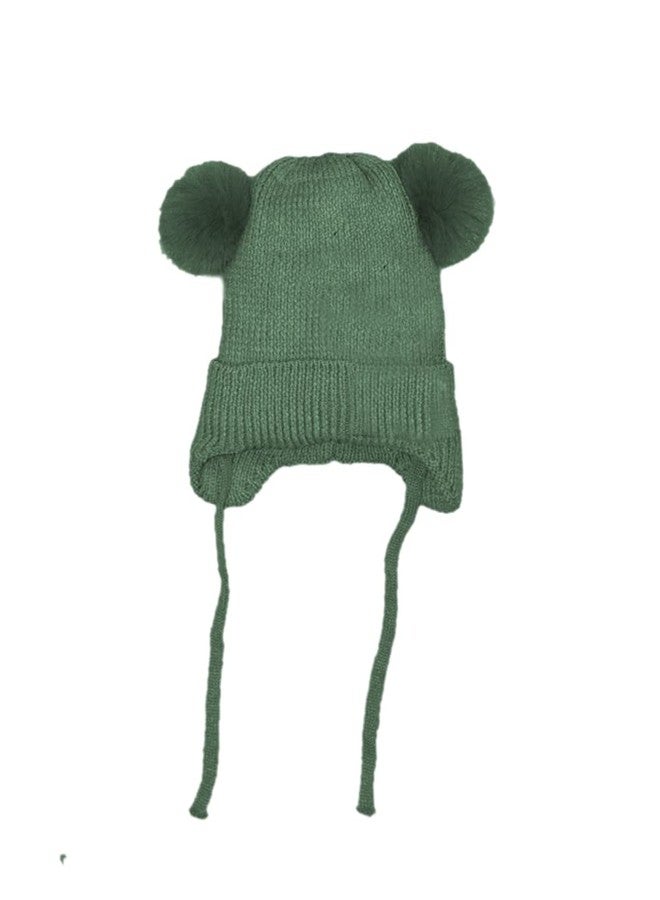 Malvina Kid's Boy's & Girl's Winter Warm Woolen Double Side Pom Pom Micky Beanie Cap (1-4 Years)(Grey) - Image 2