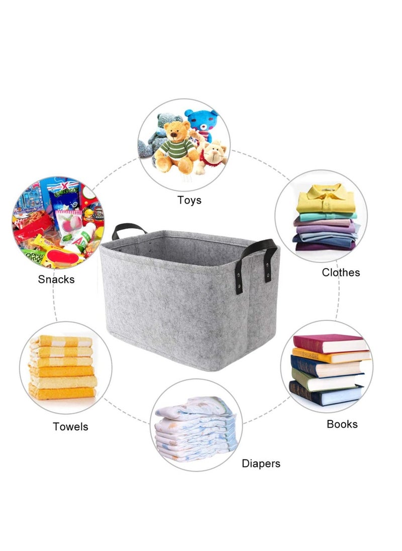 Large Felt Storage Basket, Open Fabric Bins Foldable Organizer Box, with Handles for Closet, Clothing, Toys, Books, Office Products - Image 2