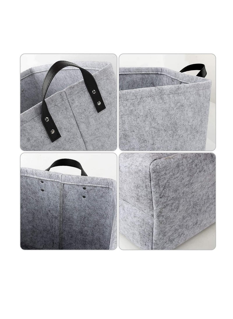 Large Felt Storage Basket, Open Fabric Bins Foldable Organizer Box, with Handles for Closet, Clothing, Toys, Books, Office Products - Image 3