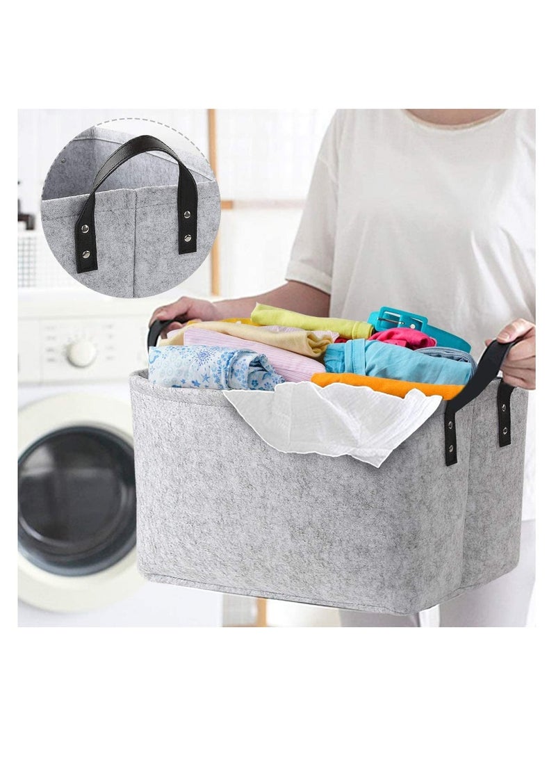 Large Felt Storage Basket, Open Fabric Bins Foldable Organizer Box, with Handles for Closet, Clothing, Toys, Books, Office Products - Image 4