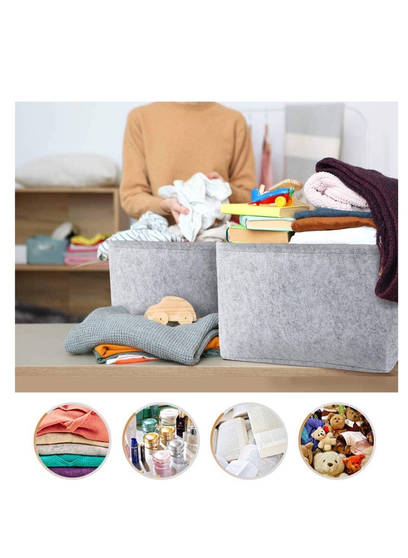 Large Felt Storage Basket, Open Fabric Bins Foldable Organizer Box, with Handles for Closet, Clothing, Toys, Books, Office Products - Image 5