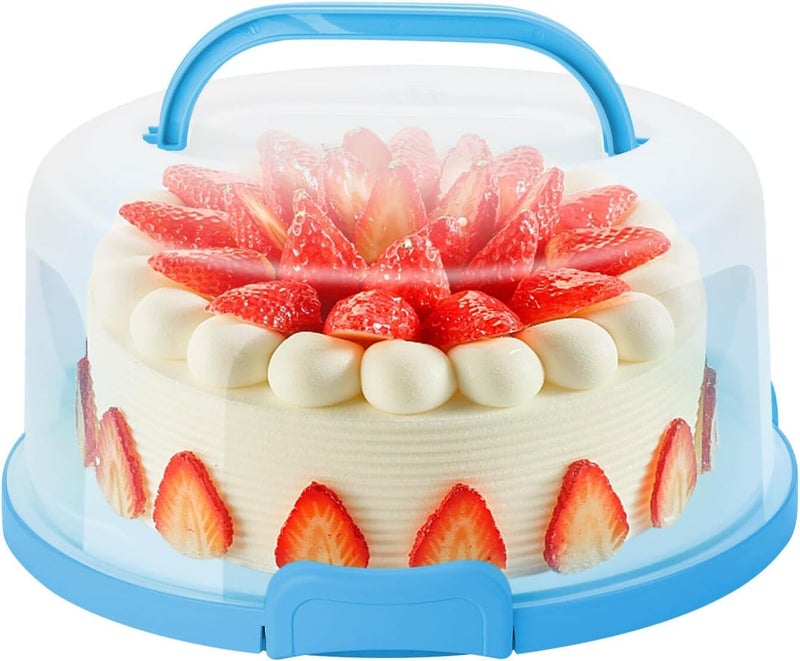 CLAPONE Cake Carrier with Lid and Handle Cake Boxes Cupcake Containers for 11 inch Cake with 2 Handles Cupcake Holder Cake Transport Container for Cake Pie Muffin Pizza Cake Stand Cupcake Blue - Image 1