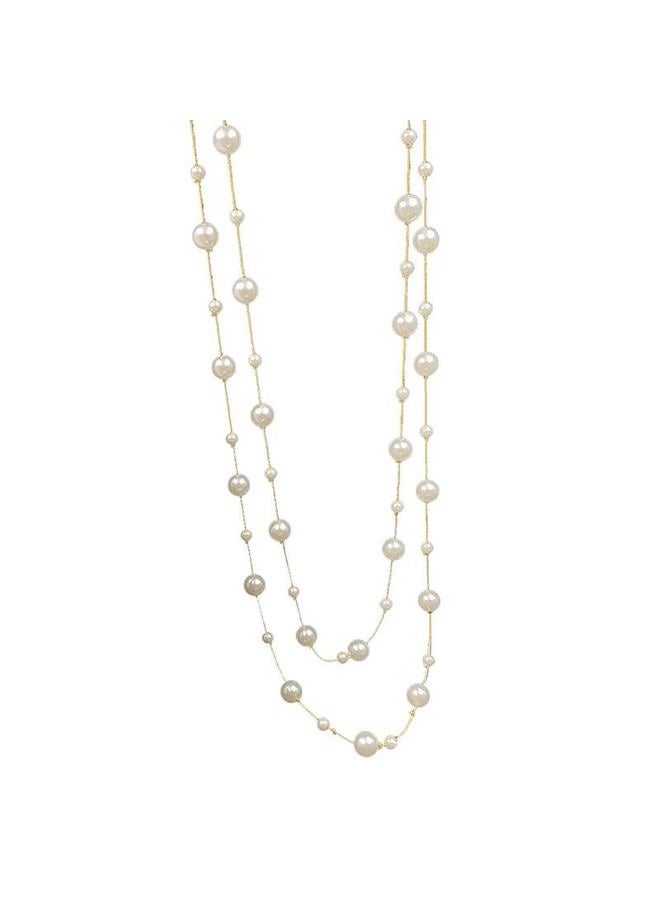 Cykdohy Pearl Layered Strand Necklaces for Women Dainty Fashion Long Imitation Pearls Beads Multiple Strands Chain Layer Choker Necklace Elegant Statement Charm Winter Sweater Vintage Wedding Party Costume - Image 1