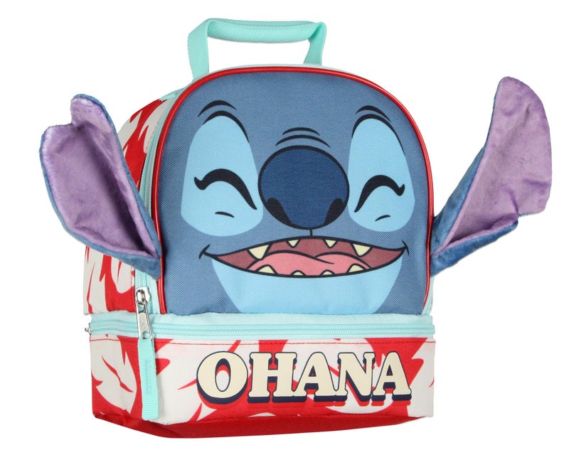 Bioworld Disney Lilo and Stitch Lunch Box peekABoo 3D Velvet Ears Ohana DualCompartment Insulated Lunch Bag 10 - Image 2