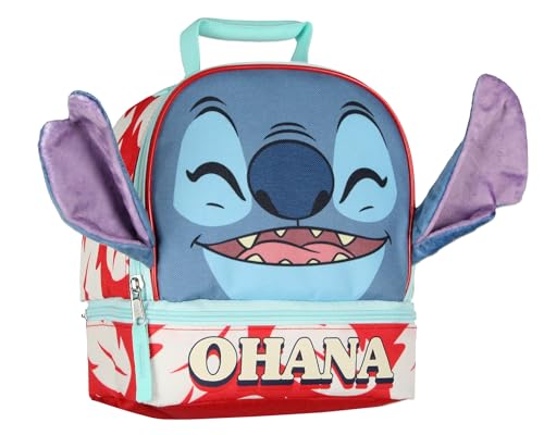 Bioworld Disney Lilo and Stitch Lunch Box peekABoo 3D Velvet Ears Ohana DualCompartment Insulated Lunch Bag 10 - Image 1