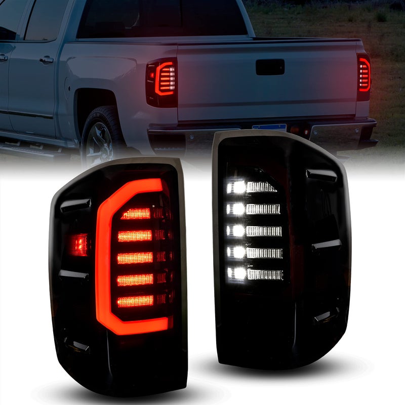 مصباح خلفي LED مدخن كامل من KEWISAUTO لسيارة شيفروليه سيلفرادو 1500 2500HD 3500HD 20142019 و GMC سييرا 3500HD دواللي 20152019 يناسب فقط الطرازات بدون مصابيح خلفية LED من المصنع 2PCS