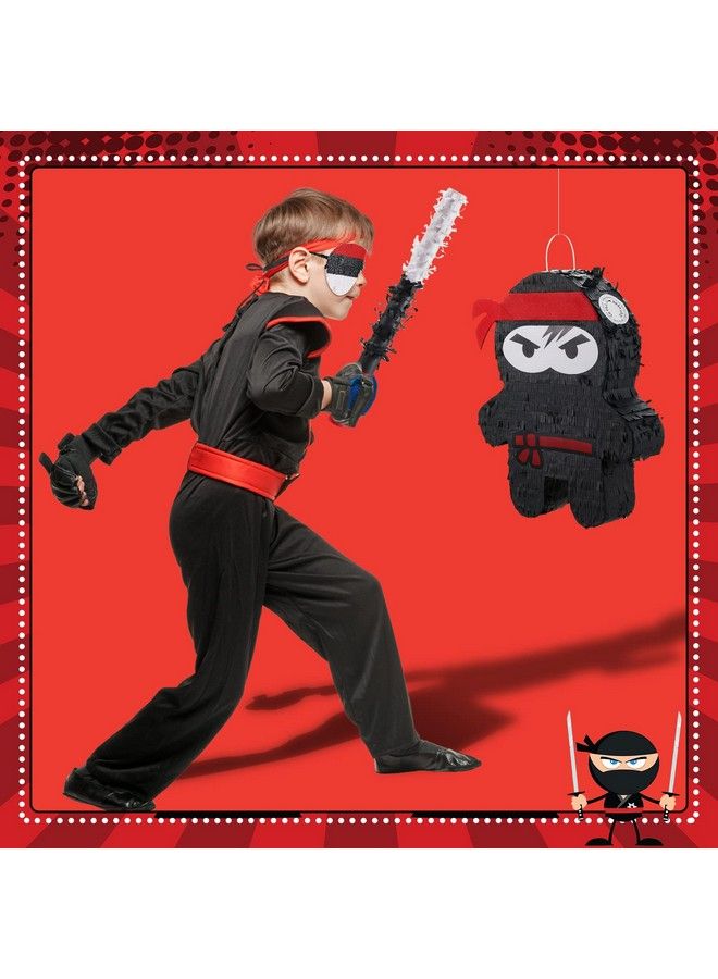 Zhanmai بيناتا نينجا كاراتيه لوازم حفلة عيد الميلاد مع عصا بيناتا وكونفيتي وقناع، ديكور حفلة عيد ميلاد نينجا ووريور للبالغين لعبة حفلة نينجا السوداء (16.5 × 13 × 3 بوصة، تصميم أنيق) - Image 5