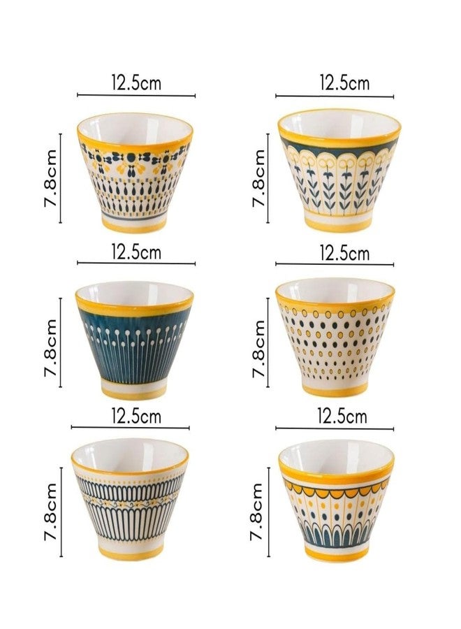 NYRWANA Japanese Ceramic Bowl Set of 6 | 350ml Bowls | Hand-Painted, Microwave, Oven & Dishwasher Safe | Snack, Soup & Noodle Bowls | Valentine Gift for Girlfriend (Multicolor) - Image 5