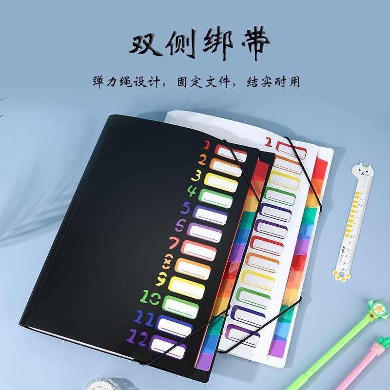 11638246826 12-Pocket Rainbow Classification Expanding File Folder for Office Document Storage with Rope Tie, 325x245mm - Image 3