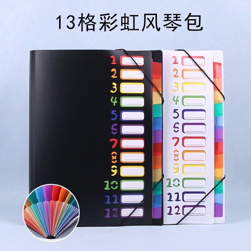 11638246826 12-Pocket Rainbow Classification Expanding File Folder for Office Document Storage with Rope Tie, 325x245mm - Image 2