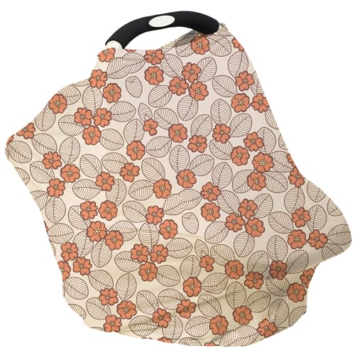 MeetJoy Breathable Car Seat Cover for Babies MultiPurpose Soft Rayon Nursing Cover for Breastfeeding High Stretchy Infant Carseat Canopy Stroller Cover Smooth Rayon Warm Floral - Image 1