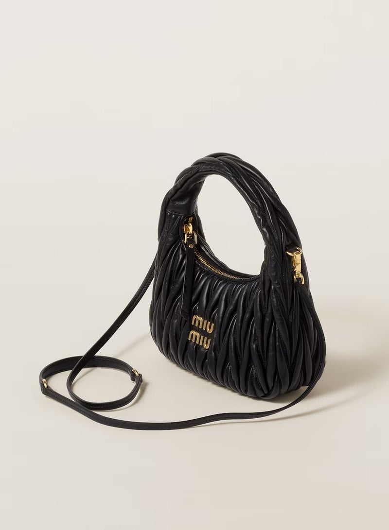 miu miu small crescent-shaped handbag made of leather - Image 2