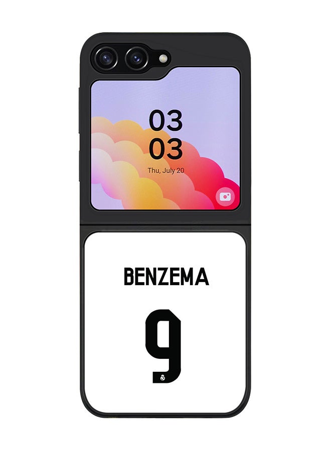 Stylizedd Rugged Black edge case for Samsung Galaxy Z Flip5, Slim fit Soft Case Flexible Rubber Edges Anti Drop TPU Gel Thin Cover -  Benzema Real Jersey - Image 1
