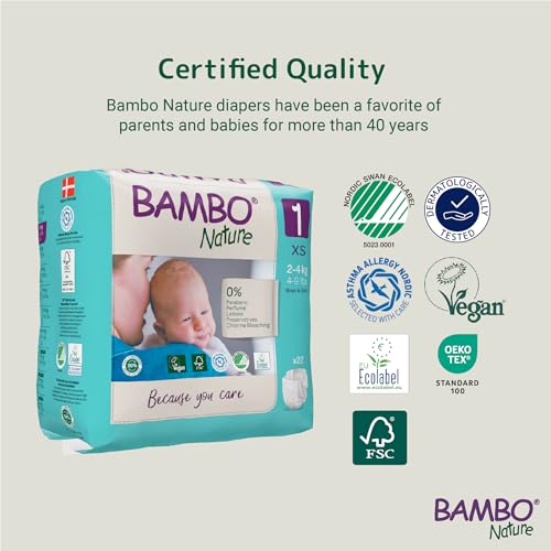 Bambo Nature Premium Baby Tape Diapers for New Born Baby XS Size (2-4 Kgs) - Super Absorbent, Breathable, Extra Soft, Dermatologically Tested, Hypoallergenic Nappies With A Wetness Indicator, 22 Count - Image 4