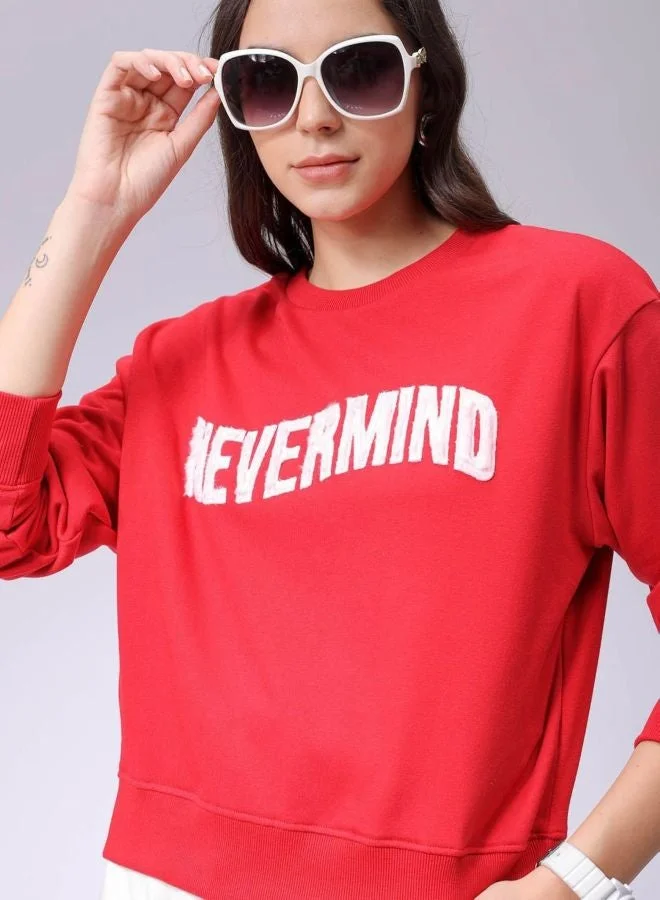 Freehand  Women Relaxed Fit Typography Printed Crew Neck Long Sleeve Crewneck Sweatshirt for Women | Best Price UAE